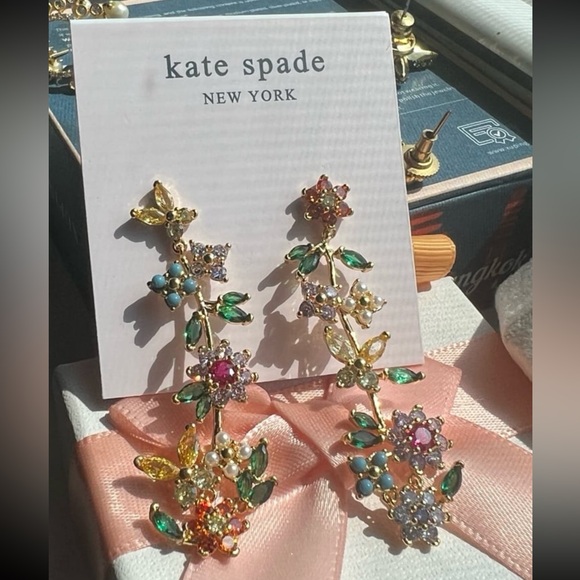 Katespade bloom flower linear earrings - Picture 6 of 13